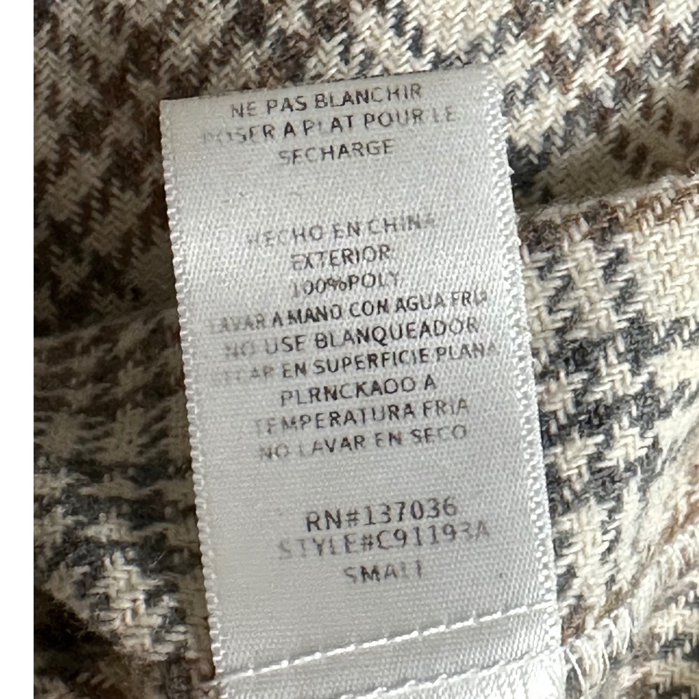 Bohme Plaid Button Down Shacket Jacket Brown Cream Small C91193A - Picture 7 of 9
